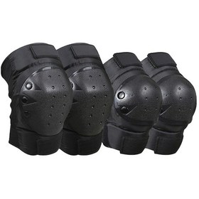 Resim Pazly Motorcycle & Bicycle Elbow & Knee Protection Set - Black, Made Of Eva & Pe, Maximum Impact Protection, New, Universal Fit Siyah 
