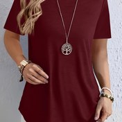 Resim Moda Arkasında Bir Düğmeli T-Shirt 