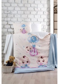 Resim Kristal Ranforce Bebek Nevresim Takımı Babies Mavi 
