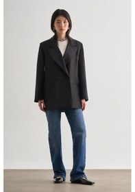 Resim Mizalle Oversize Çift Yırtmaçlı Siyah Blazer Ceket Siyah 