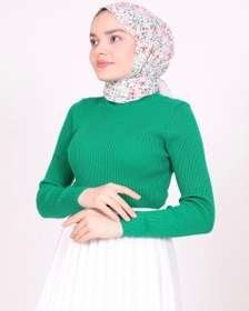 Resim Boğazlı Triko Badi Yeşil - Standart 