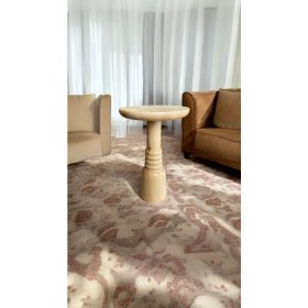 Resim Wood Wooden Ahşap Tekli Boğumlu Mantar Yan Sehpa Modern Naturel Renk Fiskos 