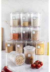 Resim 12'li Barok Yuvarlak Büyük Kavanoz Seti & Saklama Kabı & Erzak Kabı 12 2000 Ml 