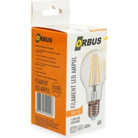 Resim Orbus Dekoratif LED Ampul A60 E27 Şeffaf Cam Sarı Işık 