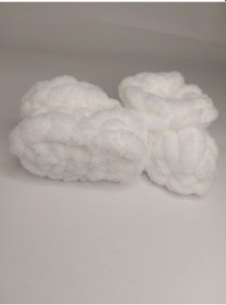 Resim Puffy Patik / Panduf / Hediyelik / Beyaz / 0-12 Ay / Alize Örgü Beyaz 