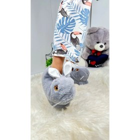 Resim Nstil Kadın Panduf Tavşan Figürlü Peluş Ev Botu Desenli Düz Taban Rahat Hafif 359 
