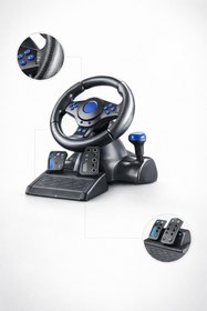 Resim Voltico GT-V7 Çoklu Platform Gaming Direksiyon Seti 180 Derece PS4 / PS3 / PC / Xbox / NS / Android Uyumlu 