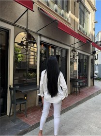 Resim WeShaya Beyaz Oversize Akrilik Pamuk Cepli Gömlek Beyaz 