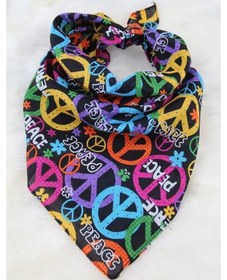 Resim Shopiolog Pamuklu Peace Barış Desenli Bandana 