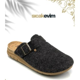 Resim Erkek Ev Terliği – Poli Taban Hafif Tabanlı Sıcak Tutan Halı Terliği Antrasit 