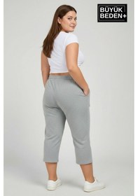 Resim Süperlife Büyük Beden Kadın İkili Set Kapri Şort Rahat Kalıp 3xl-6xl Spr26bsrk591+2 Siyah - Gri 