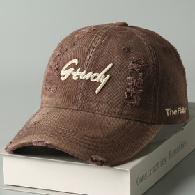 Resim 1 Adet Vintage Distressed Beyzbol Şapkası 3D Harf ve Yıpranmış Kenarla - Hafif Struktürlü Altılı Çatallama Tasarım, Snapsback Kapamalık Kahverengi/Bej Retro Tarza Unisex Șap İçin Erkeklere & Bayanalara Günl 