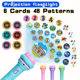 Resim 48 Projektörlü El Feneri Öğrenme Seti, 6 Etkileşimli Kart ve 48 Işık Deseni - Yatmadan önce Hikaye Kitabı Modu, Alfabe, İngilizcede Harfler (ABC), Sayılar, Hayvanlar, Araçlar, Dinozorlar - Pembe/Mor/Yeşil/Mavi, Noel Oyunları, Noel Arifesi Dolguları, Eğitim Kaynakları, Cadılar Bayramı Etkinlikleri, Noel Çorabı Dolguları, Eğitici Öğrenme Materyalleri, Alfabe Öğrenme, Noel Etkinlikleri, Duyusal Oyun, Cadılar Bayramı Parti Hediyeleri, Anaokulu Öğrenme Etkinlikleri, Çocuk 