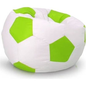 Resim Suni Deri Çocuk Puf Futbol Topu Armut Koltuk Yeşil 
