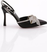 Resim Dgn 6712 Kadin Taş Kurdela Desenli Abiye Topuklu Ayakkabi 6712-424-R1671 Siyah 