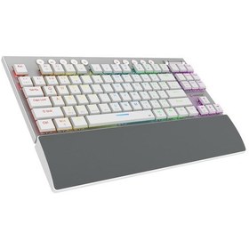 Resim Rampage Beru Beyaz 2.4g + Bt Wireless Red Swıtch Mekanik Gaming Oyuncu Klavye Slim Low Profile Rgb Tkl 