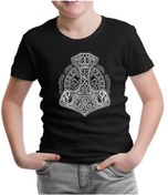 Resim A Viking Hammer İn Tribal Style Siyah Çocuk Tshirt 001 