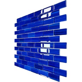 Resim MozaiKristaL Mutfak Tezgah Arası, Havuz, Banyo, Sauna, Spa, ve Yaşam Alanlarının Tüm Yüzeyleri Için. 23X48MM Mavi. 30X30CM. Fileli Kristal Mozaik. 