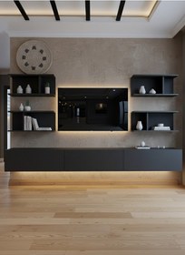 Resim Resital Ledli Duvara Monte Tv Sehpası - Antrasit - W6010-4 Antrasit 