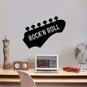 Resim Rock'n Roll Music Dekoratif Genç Odası Duvar Özel Yeni Sticker, Çıkartma Siyah 