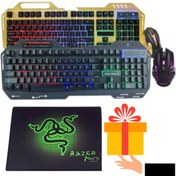 Resim 10numara A+ Kalite Işıklı Usb Kablolu Klavye Mouse Set Razer Gaming Mouse Pad Hediye Mekanik Led Aydınlatma 