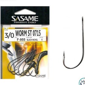 Resim Sasame F-955 Worm Tırnaklı Halkalı Iğne 3/0 (6Ad) Siyah 