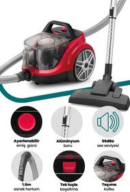 Resim GoldMaster Arena Sessiz 2.5 Litre Kapasiteli Hız Ve Emiş Güç Ayarlı Filtreli Toz Torbasız Elektrikli Süpürge 