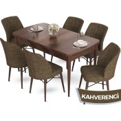 Resim Canisa Concept Aya Serisi 80 x 132 cm Açılabilir Barok Ahşap Desen Mutfak Masa Takımı 6 Sandalye 