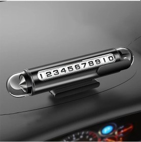 Resim Xuweiwei Siyah 3ü 1 Arada Acil Kaçış Aracı Telefon Numarası Görüntüleme Geçici Park Etiketi Alüminyum Plaka Gece Görünürlüğü Dönen Çark 