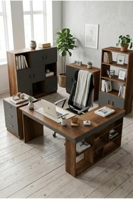 Resim Robin Home Boston Ofis Takımı Ofis Büro Masa Takımı L Masa Barok- Antrasit 