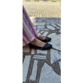 Resim Çiğdem Kundura Sdf Siyah Cilt Taşlı Babet - Siyah - 37 - ST00215-SİYAH-37 