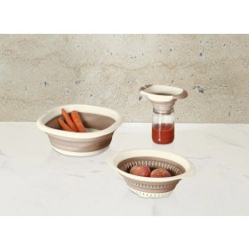 Resim Katlanabilir 3'lü Mutfak Seti, Bej, Pratik ve Şık Tasarım 