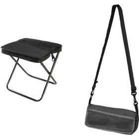 Resim Açık Seyahat Kamp Çantası Çok Fonksiyonlu Katlanır Tabure Siyah 