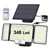 Resim Greentech GT-SL30 348 Ledli Güneş Enerjili Hareket Sensörlü 3 Taraflı Aydınlatma 