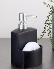 Resim Pinkev Süngerlik Bölmeli Seramik Sıvı Sabunluk - Siyah 