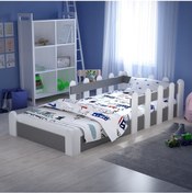 Resim Tuliplifeyapımarket Tuliplife Montessori Karyola Beyaz-Antrasit Çocuk Yatağı -314 Antrasit - Beyaz 