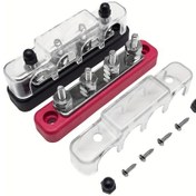 Resim Meridiangoods 150a 4 Yollu Busbar Araç Ve Tekne İçin Siyah Kırmızı Set Kablosuz Otomotiv Sigorta Tutucu 
