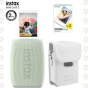 Resim Instax Mini Link 3 Yeşil Akıllı Telefon Yazıcısı Beyaz Çanta Ve 20'li Mini Film Yeşil 