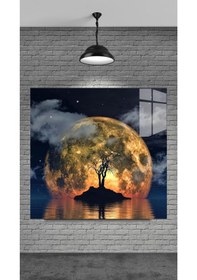 Resim Ay Manzaralı Cam Tablo 