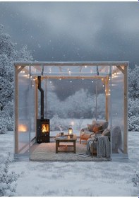 Resim Ahşap Eko Pergole Tente Çardak Naturel 