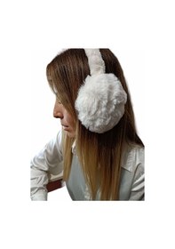 Resim Katlanabilir Peluş Tüylü Kulaklık Taç - Beyaz 