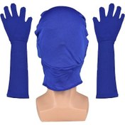 Resim Youtek Mavi Esnek Lifli Fotoğraf Çekim Kafa Örtüsü Ve Uzun Eldiven Seti 