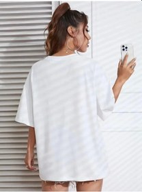 Resim New York Baskılı Oversize Bisiklet Yaka T-shirt - Beyaz Beyaz 