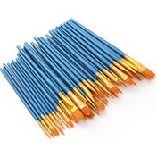 Resim Dianziye 50'li Nilon Tüylü Fırça Seti - Akrilik, Yağlı Boya Ve Su Boyası İçin, İpek Mavi Kollü Çeşitli Boyutlar 2/0'dan 8'e Kadar 