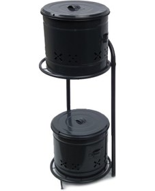 Resim Emarket724 2 Katlı Metal Patates. Soğan. Meyve ve Sebzelik Siyah 