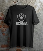 Resim venüsdijital Scania V8 Tasarım Gece Parlayan Reflektörlü Siyah Tshirt 