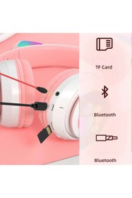 Resim Subzero SW88 Bluetooth Kedi Kulaklık Katlanabilir Kulaklık -Pembe 