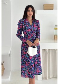 Resim Asprin Fashion Çiçek Desenli Elbise Mor Mor 