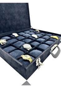 Resim Richbox Bond 30'lu Saat Çantası Alcantara Siyah Camsız 