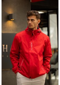 Resim Yeast İçi Astarlı Suya Dayanıklı Kapşonlu Fermuarlı Yağmurluk - Kırmızı Kırmızı 